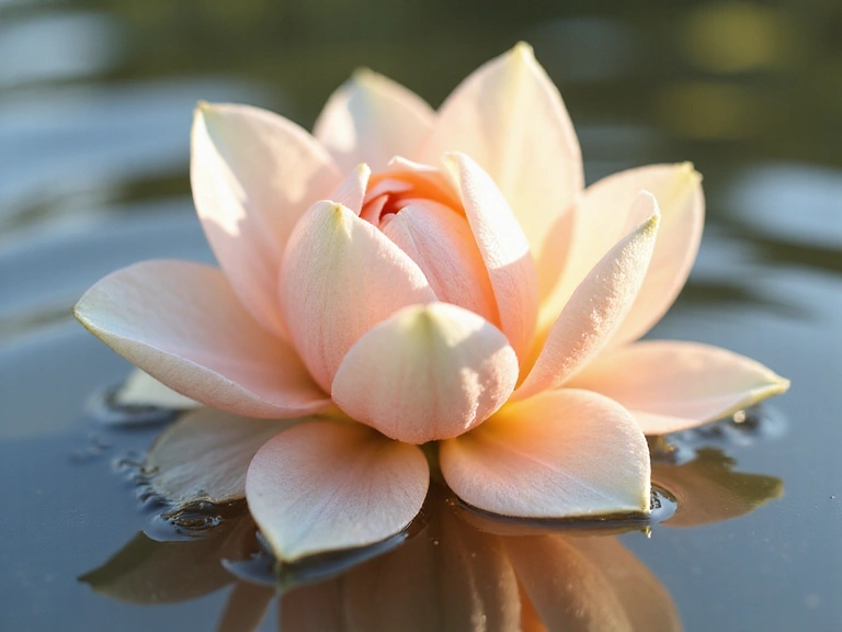 Soft glowing natural light on a delicate flower or water, feminine
