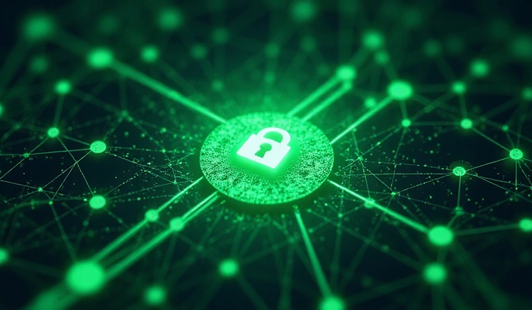 Digital privacy concept with padlock icon over abstract data streams